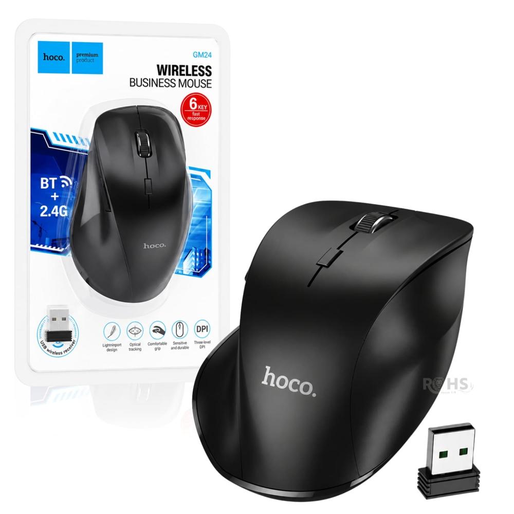 Mouse Inalámbrico Hoco GM24 Ergonómico Con DPI Ajustable Y Receptor USB