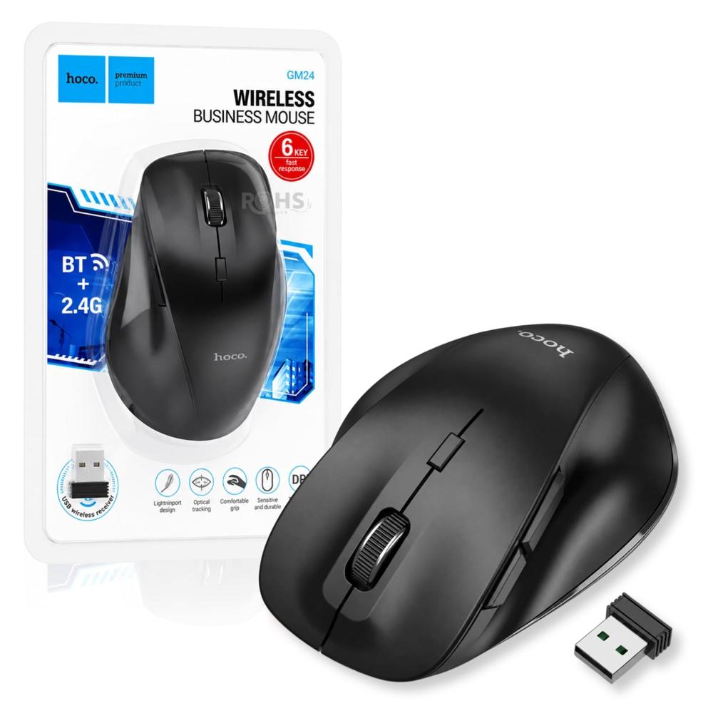 Mouse Inalámbrico Hoco GM24 Ergonómico Con Receptor USB Y DPI Ajustable