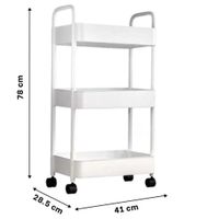 ORGANIZADOR MULTIUSOS DE 3 NIVELES CON RUEDAS COLOR BLANCO DE METAL