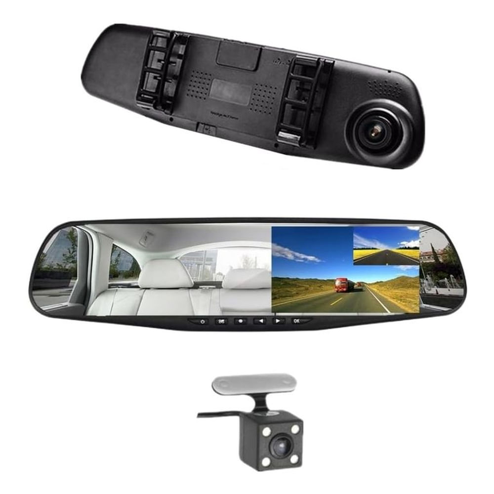 Espejo Retrovisor con Camara Frontal Delantera y Trasera Multicolor