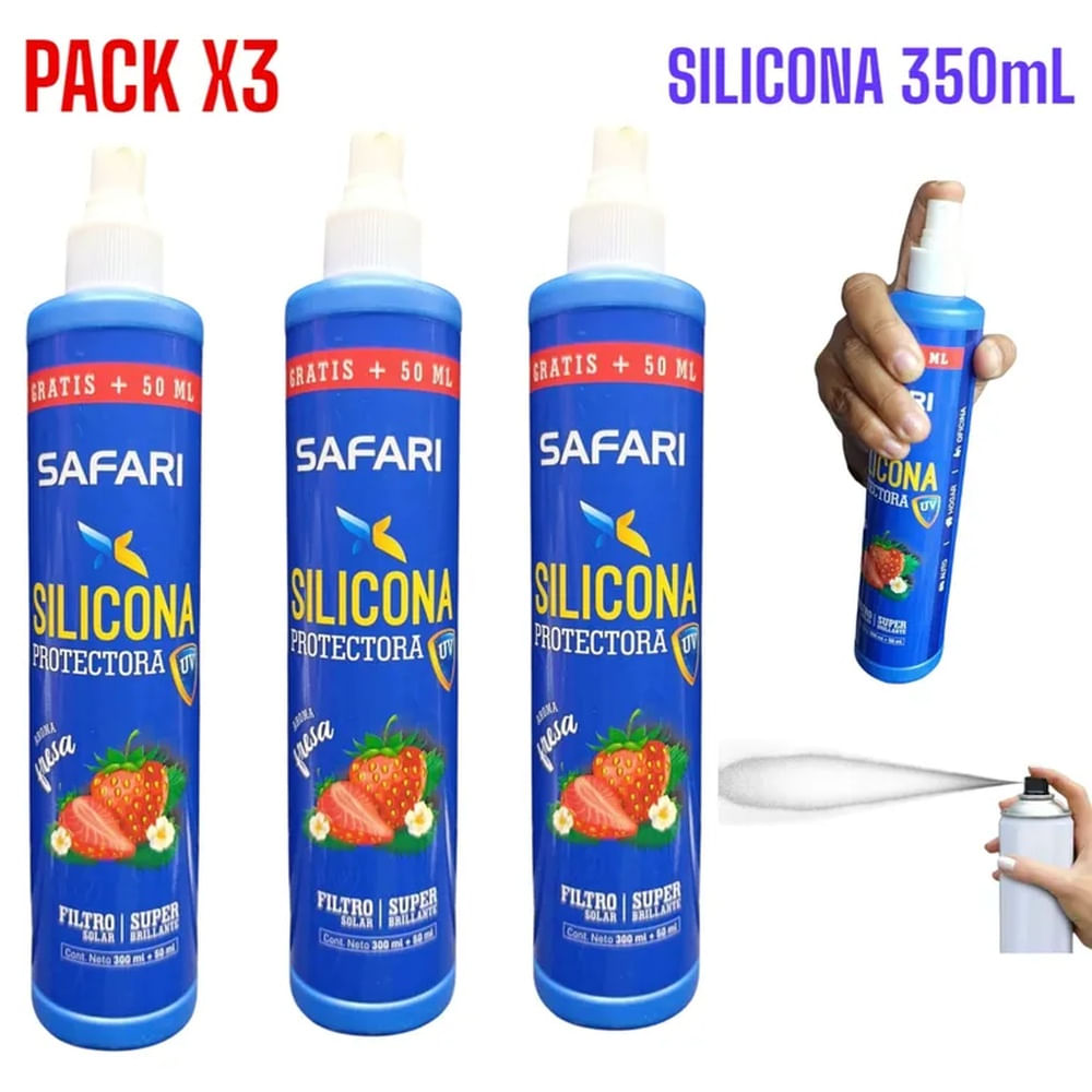 Pack x3 Silicona Protector UV Filtro 350mL Brillante Fresa Multicolor