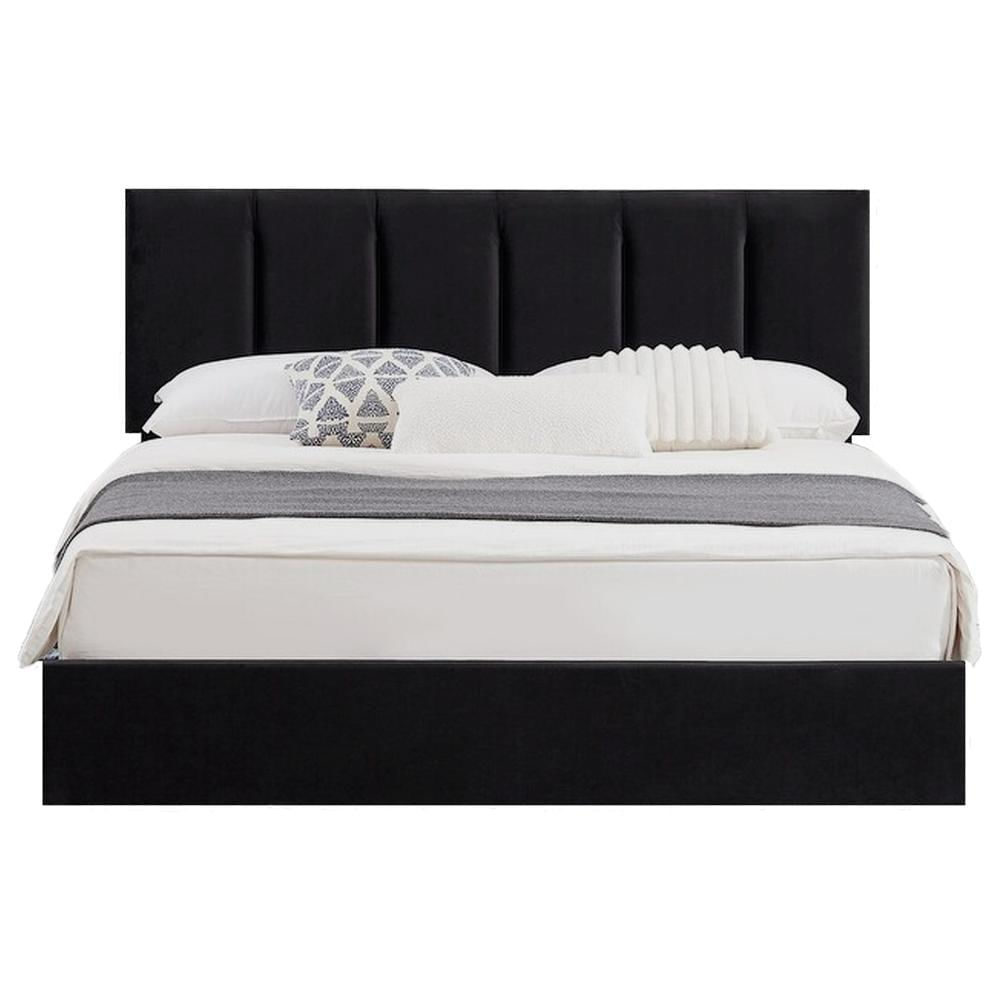 Cama Tapizada Listón Adda LeMueble Queen Negro