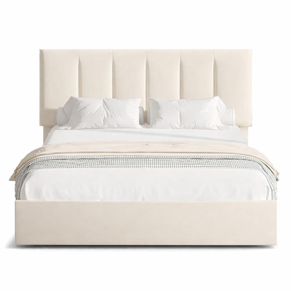 Cama Tapizada Listón Adda LeMueble 2 Plazas Ivory