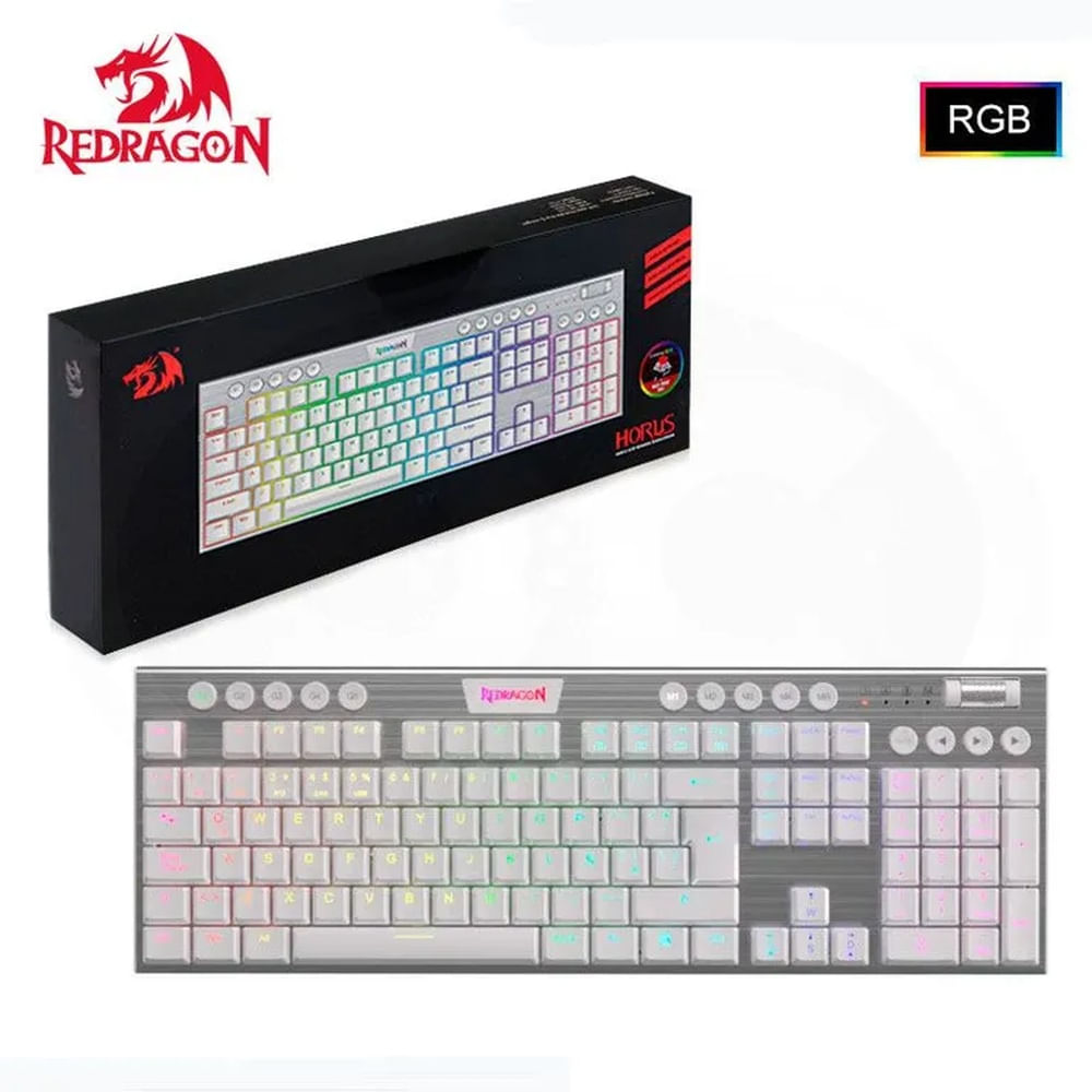 Teclado Redragon HORUS FS K618W-RGB-SP WIRELESS BLANCO