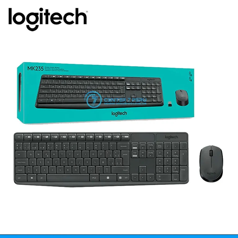 Teclado Logitech Mouse Mk235 Wireless Usb Black
