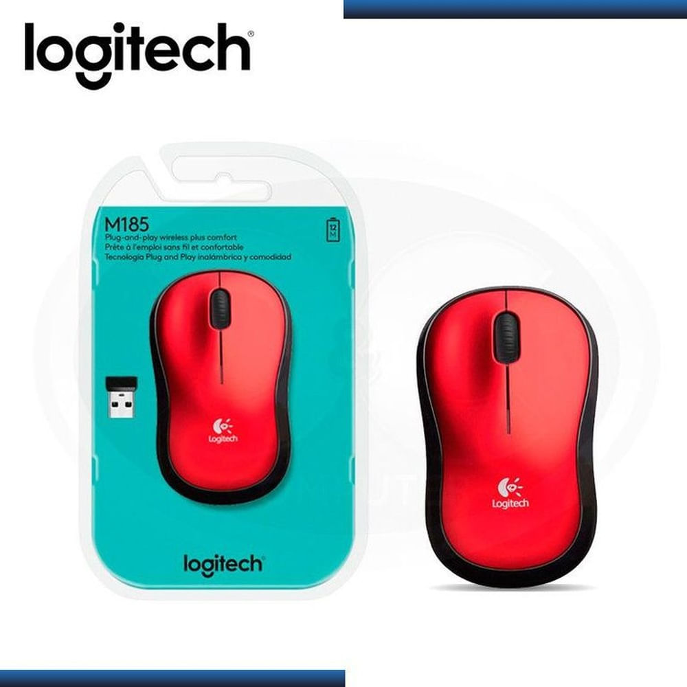 MOUSE LOGITECH M185 WIRELESS RED 910-003635