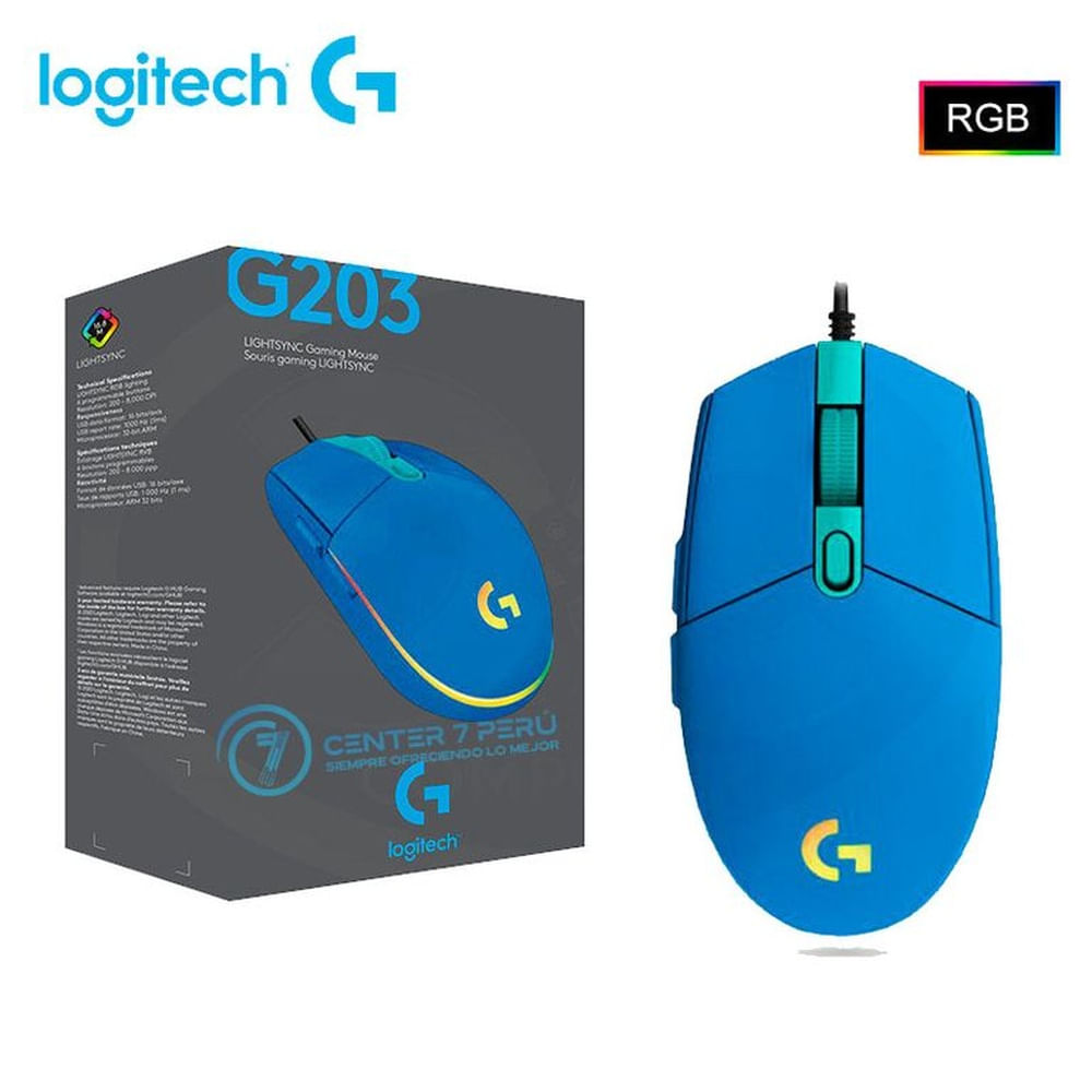 MOUSE LOGITECH G203 LIGHTSYNC OPTICAL 8000 DPI RGB BLUE