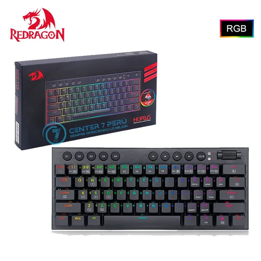 Teclados Redragon HORUS 60 BLACK Wireless English K632-PRO-RGB RED