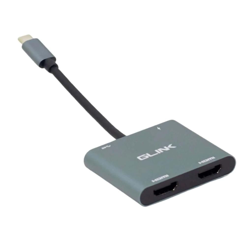 Adaptador Hub USB Tipo C 4 en 1 Dual HDMI 4K USB 3.0 PD GLINK GL049