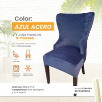 Funda vintage princesa o reina en terciopelo 6 unidades - Azul Acero