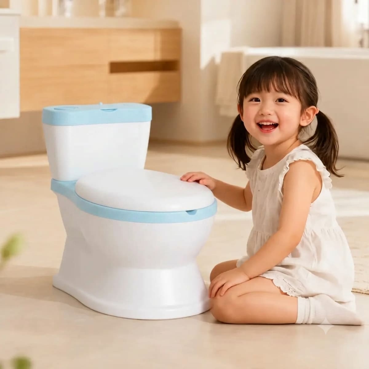 Baño de Entrenamiento Tipo Inodoro Infantil Celeste 101CL10