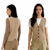 Chaleco Mujer con botones al centro Cuello V cashmere Hilo