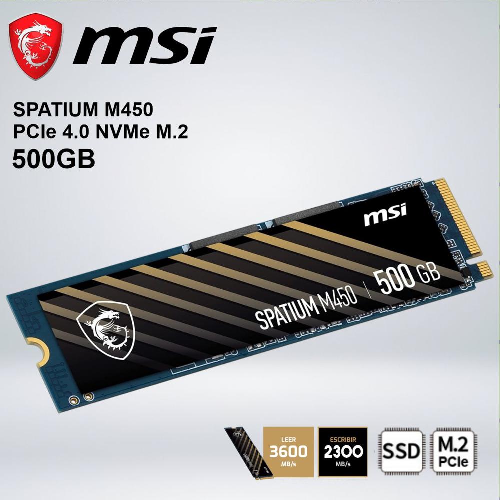 UNIDAD SSD MSI SPATIUM M450 PCIe 4.0 NVMe M.2 500 GB