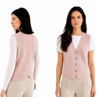 Chaleco Mujer con botones al centro Cuello V cashmere Hilo