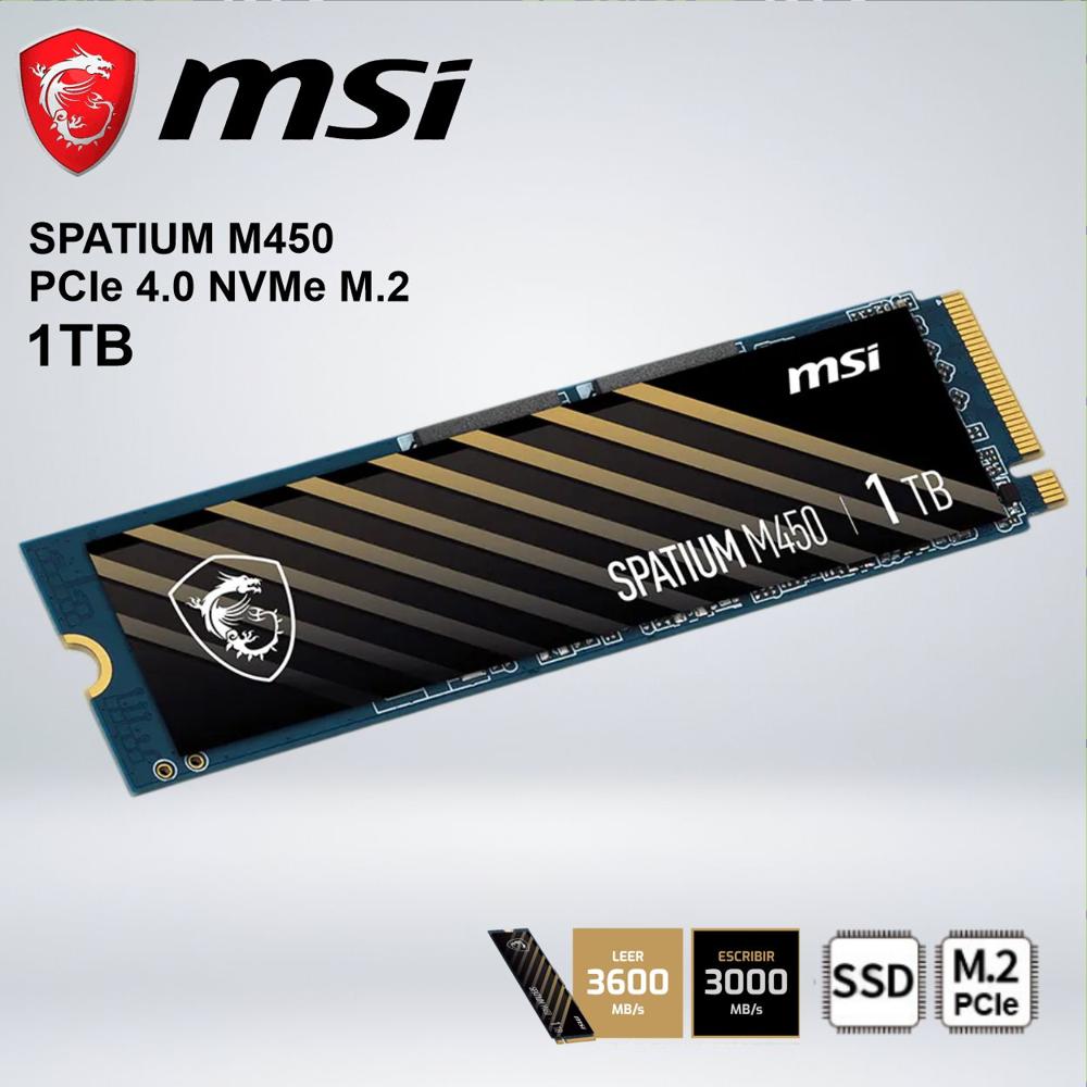 UNIDAD SSD MSI SPATIUM M450 PCIe 4.0 NVMe M.2 1TB