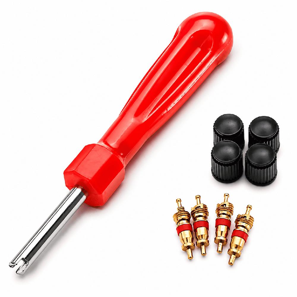 Kit Extractor Saca Válvula De Neumático 4 Núcleos Y Tapas