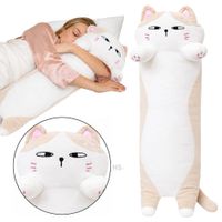 Almohada De Peluche Gato De Poliéster Beige Y Blanco Suave 64 cm