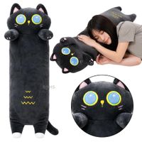 Almohada De Peluche Gato Negro De Poliéster Suave 64 cm