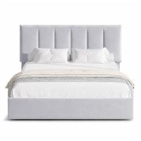 Cama Tapizada Listón Adda LeMueble Queen Gris Claro