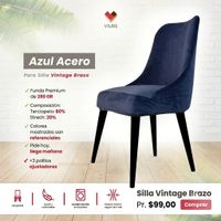 Funda de silla vintage en terciopelo grueso 8 unidades - Azul acero