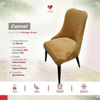 Funda de silla vintage en terciopelo grueso 8 unidades - Camel