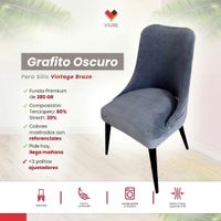 Funda de silla vintage en terciopelo grueso 4 unidades - Grafito Oscuro