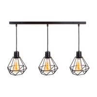 Lámpara Colgante Mini Prisma 3 Luces Negro E27 Ciametsa