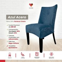 Funda de silla butaca curva de terciopelo 8 sillas - Azul Acero