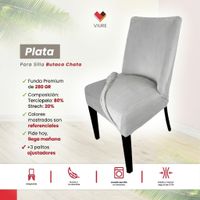 Funda de silla butaca curva de terciopelo 4 sillas - Plata