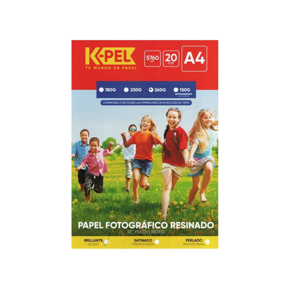 K-PEL Papel Foto Brillante Doble Lado 260g X 20 hojas A4