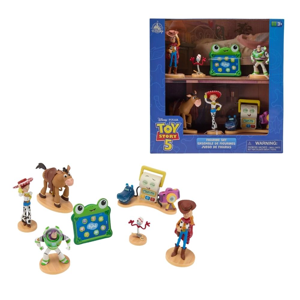 Playset Toy Story 5 Disney Store 7 Figuras Woody Buzz Forky Lilypad Bullseye Jessie Tech