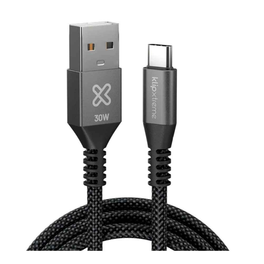 Klip Xtreme Cable USB-A a USB-C PowerGo 050 1.8 Metr0s 30W Carga Rápida Trenzado - KAC-050-6FT