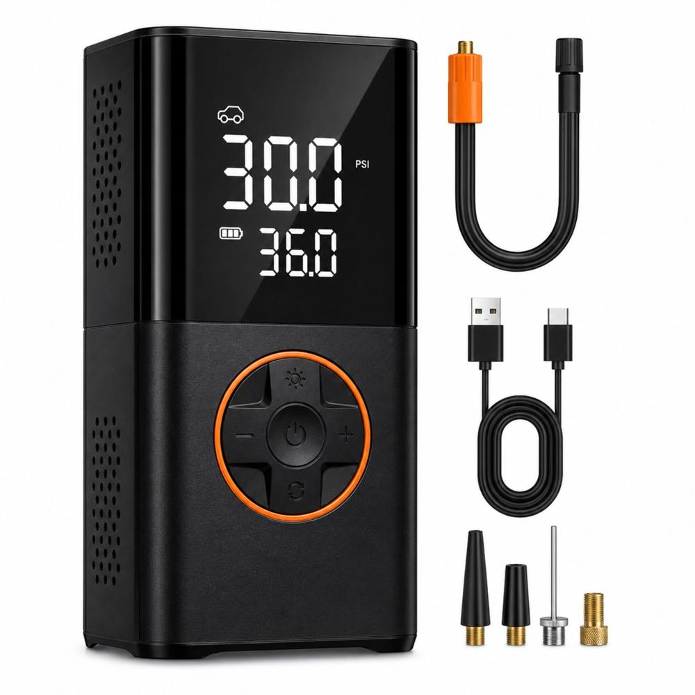 Inflador Digital Recargable 150 PSI Para Neumáticos De Auto Moto Bicicleta Con Pantalla LED