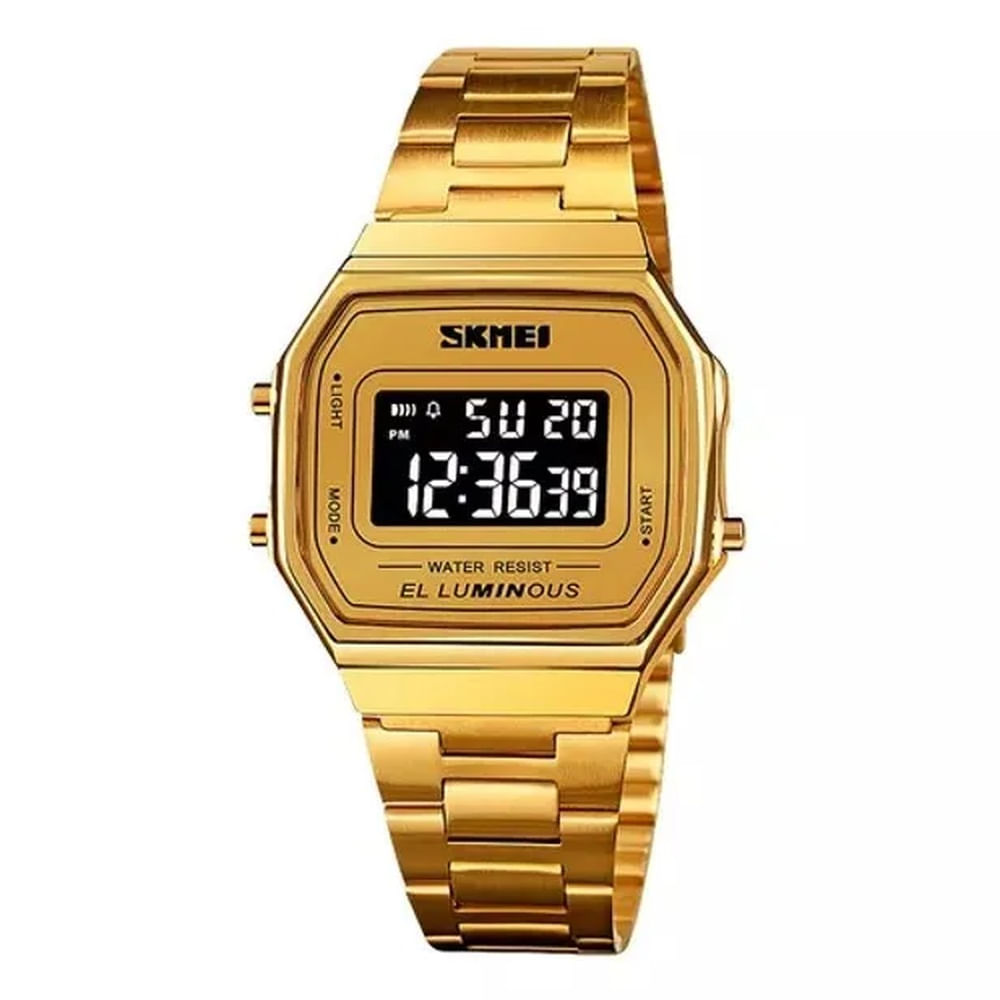 Reloj Digital SKMEI 1647 Acuático con correa metálica Dorado