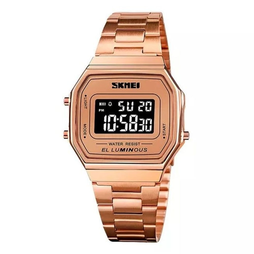 Reloj Digital SKMEI 1647 Acuático con correa metálica Oro Rosa
