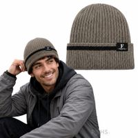 Gorro Tejido Poliéster Con Raya Decorativa Para Invierno