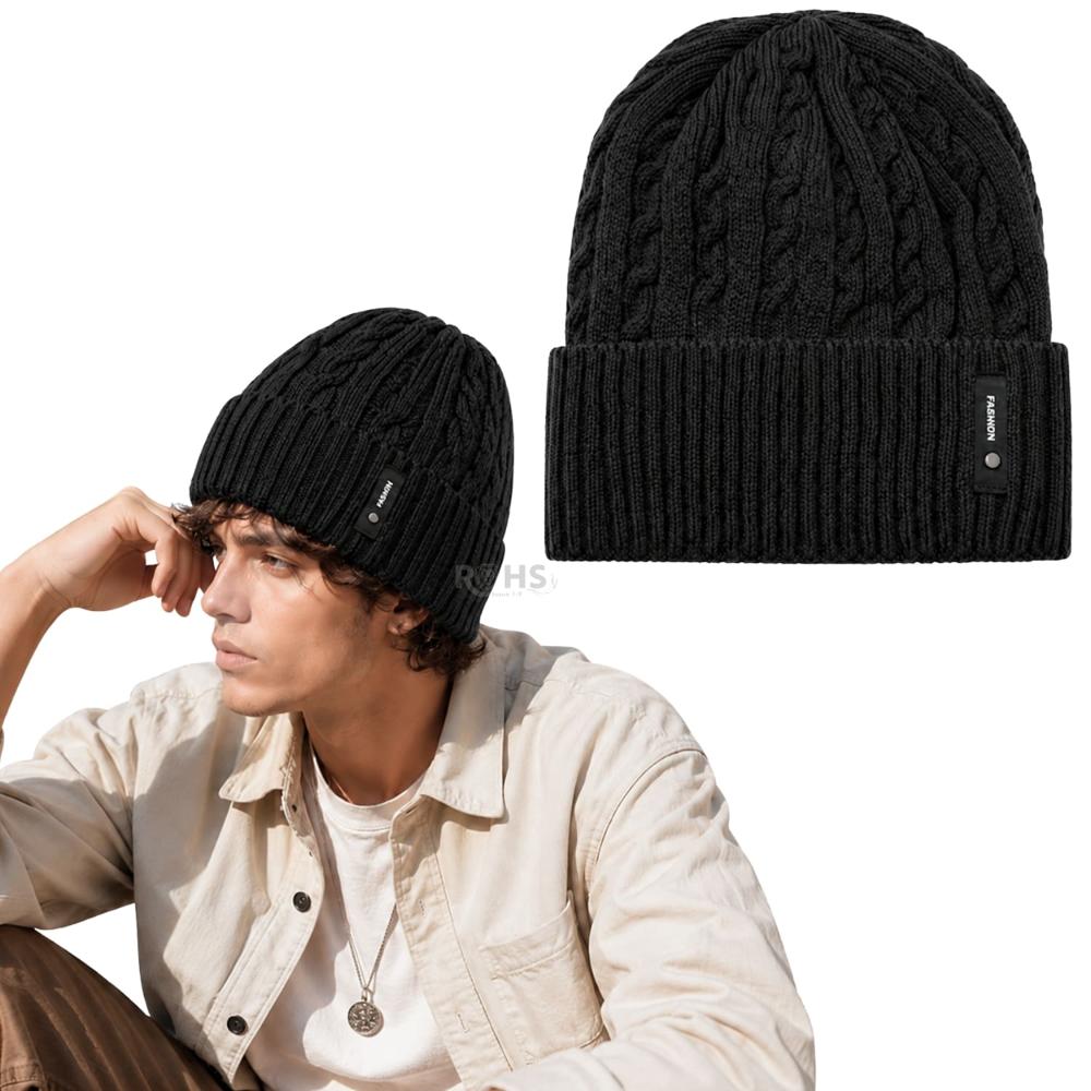 Gorro Tejido Poliéster Diseño Trenzado Invierno Color Gris