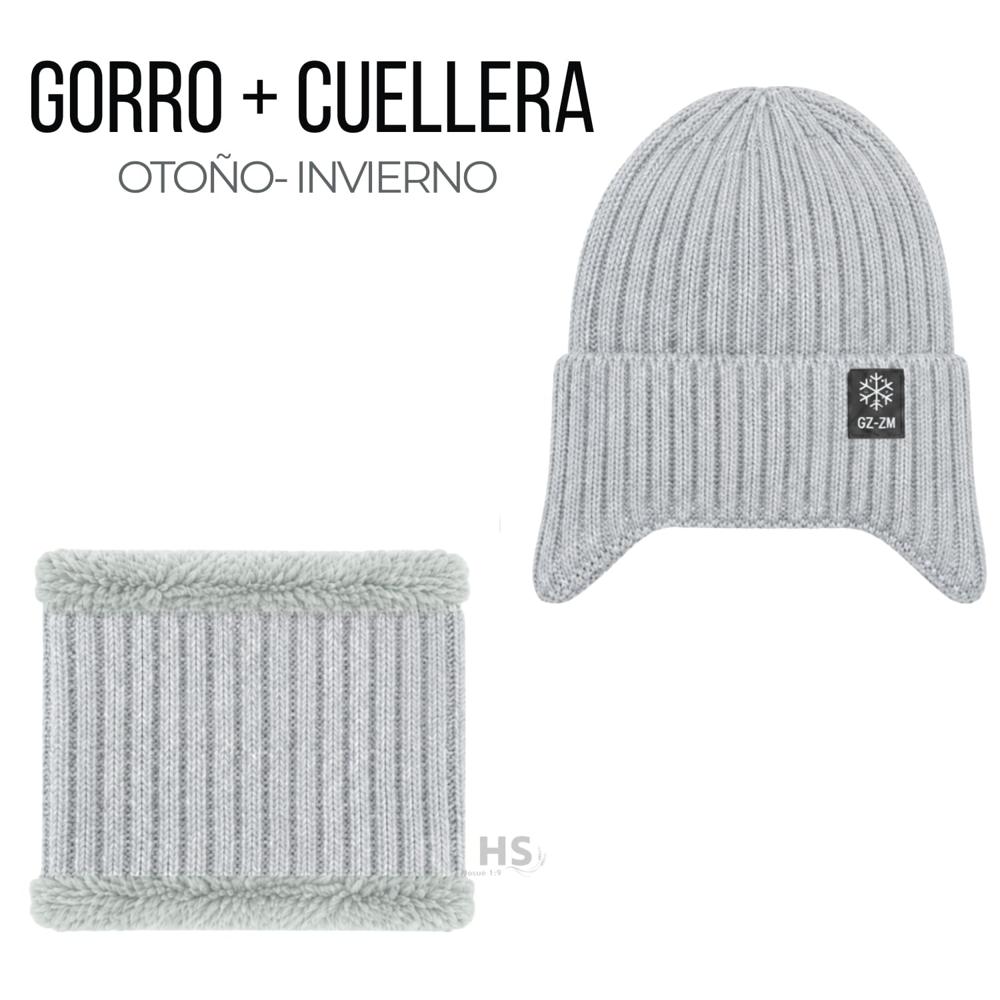 Gorro Con Cuellera Poliéster Afelpada Invierno Color Gris