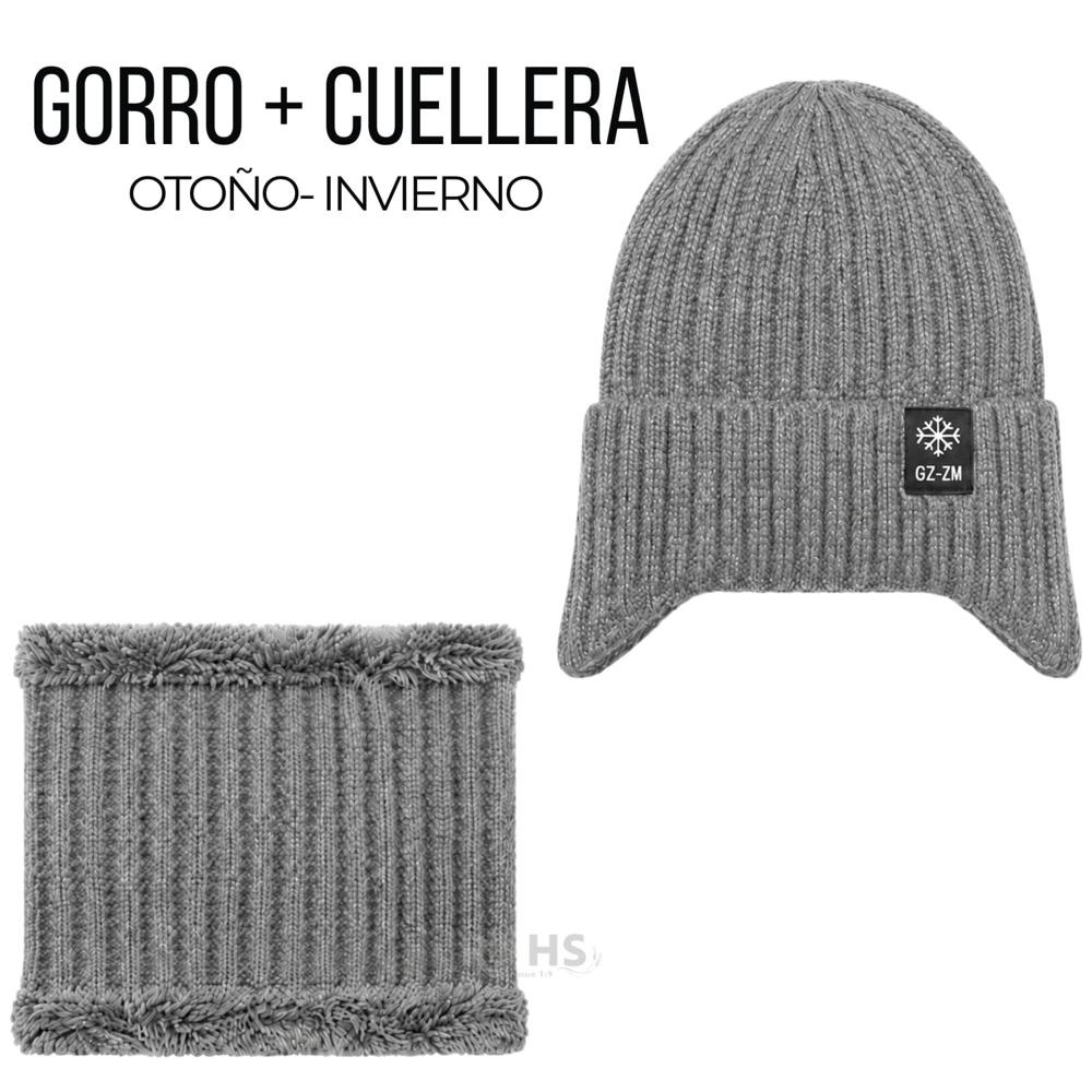 Gorro + Cuellera Poliéster Afelpada Para Invierno Color Gris