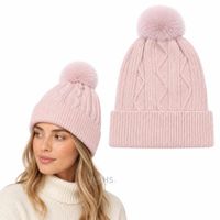 Gorro Tejido Con Pompón Diseño Texturizado Invierno