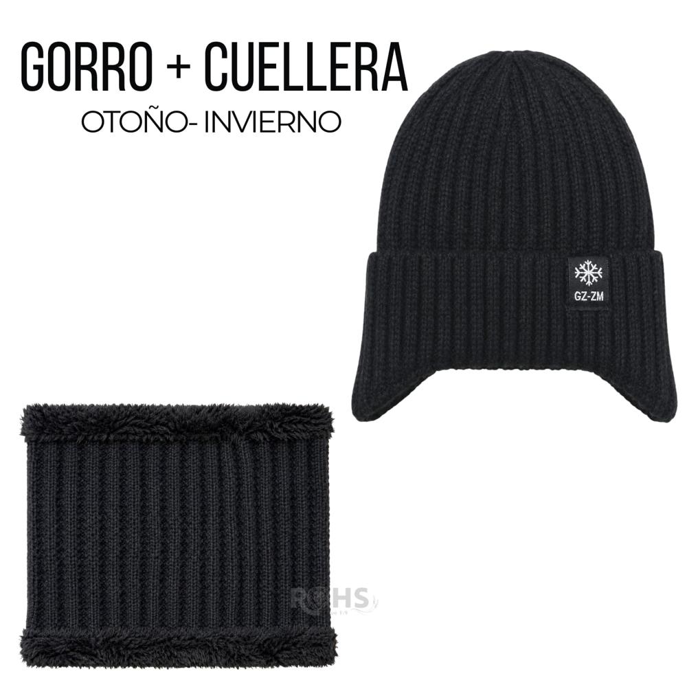 Gorro Con Cuellera Poliéster Afelpada Invierno Color Negro