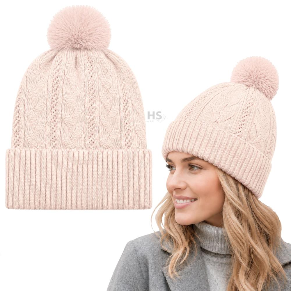 Gorro Invernal Poliéster Con Pompón Texturizado Color Rojo