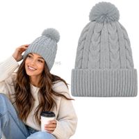 Gorro Con Pompón Tejido Poliéster Para Invierno