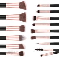 Kit De 14 Brochas De Maquillaje Semi-Profesional Con Estuche Portátil Para Rostro Y Ojos