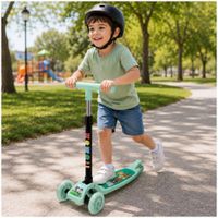 Scooter Infantil 3 Ruedas Plegable Ajustable Para Niñas y Niños con Luces LED - Verde agua
