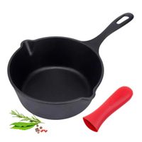 Sartén Cacerola de Hierro Profunda de 20cm Precurada con Mango Protector de Silicona