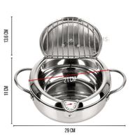 Olla Freidora 3.4L Japonesa De Acero Inoxidable Con Rejilla Escurridora Y Termómetro