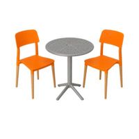 Pack  de Comedor / Mesa TURIN GRIS + 2 sillas VERONA NARANJA