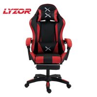 Silla Gamer Lyzor con Posapiés SGRTWN135A Negro con Rojo