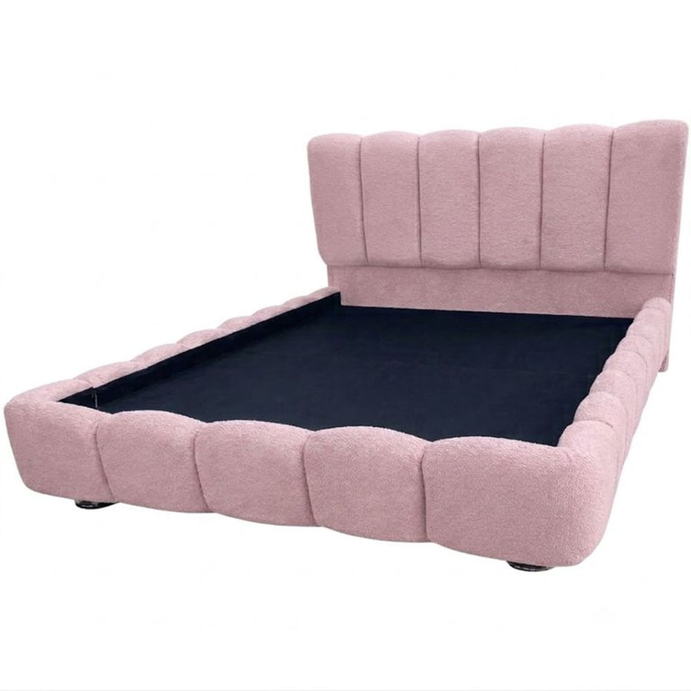 Cama Nube Olimpo 1.5 Plazas Roble y Tela Velvet - No Incluye Colchón
